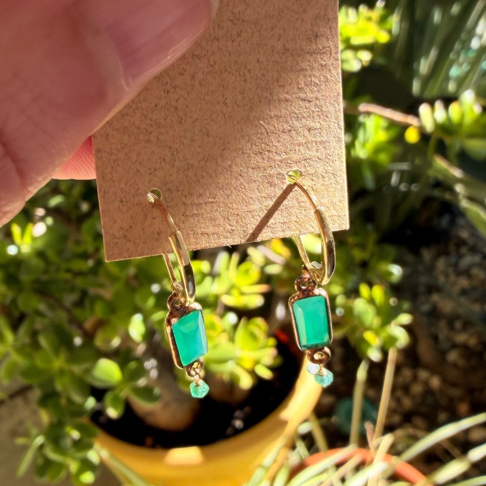 Kristin Ford Green Onyx & Emerald Drop Earrings